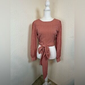 Chriselle X‎ J.O.A Patina Stripe Wrap Top S